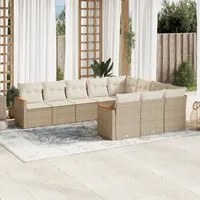 Set Divano da Giardino 10 pz con Cuscini Beige in Polyrattan 3226338