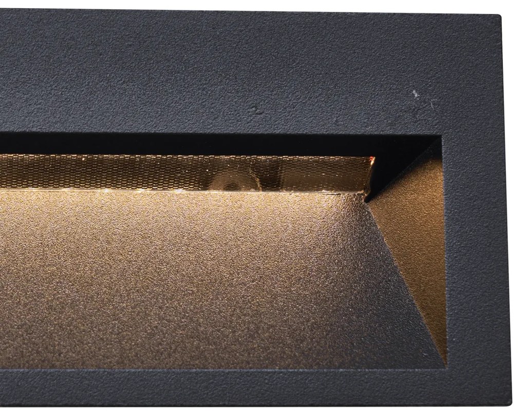 Applique da parete ad incasso moderna nera 16cm incl. LED IP65 - Mert