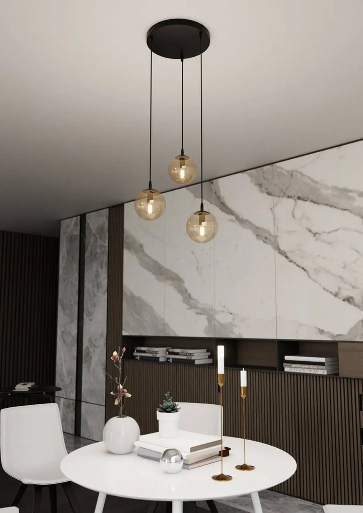 Lampadario a sospensione COSMO 3 BLACK MIODOWY PREMIUM