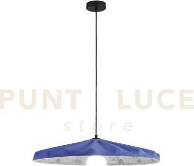 Lampadario a sospensione wimbledon in feltro blu  paralume 69cm 1 l...