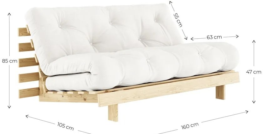 Divano letto in colore naturale 160 cm Roots - Karup Design
