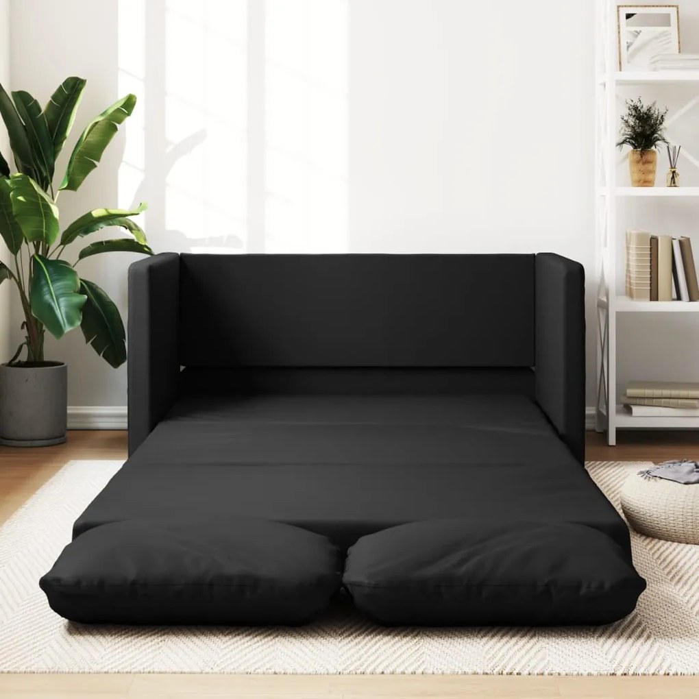 Divano Letto Da Terra 2 İn 1 Nero 112x174x55 Cm Similpelle /