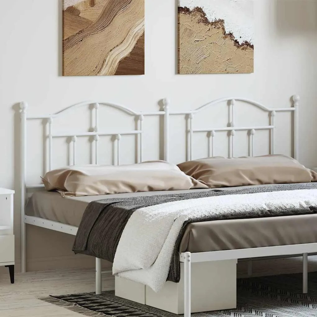 Testiera İn Metallo Bianco 193 Cm /