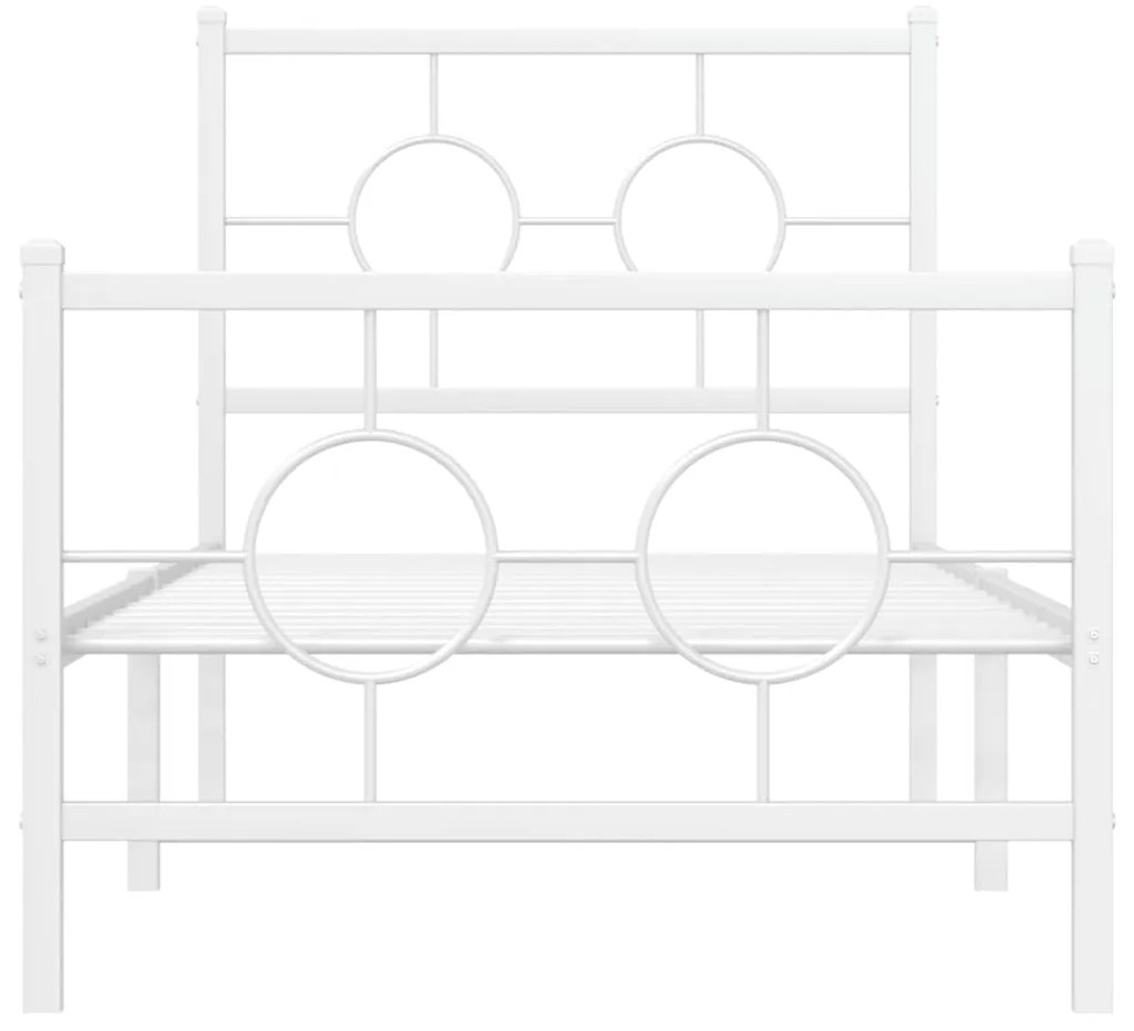 Giroletto con Testiera e Pediera Metallo Bianco 80x200 cm