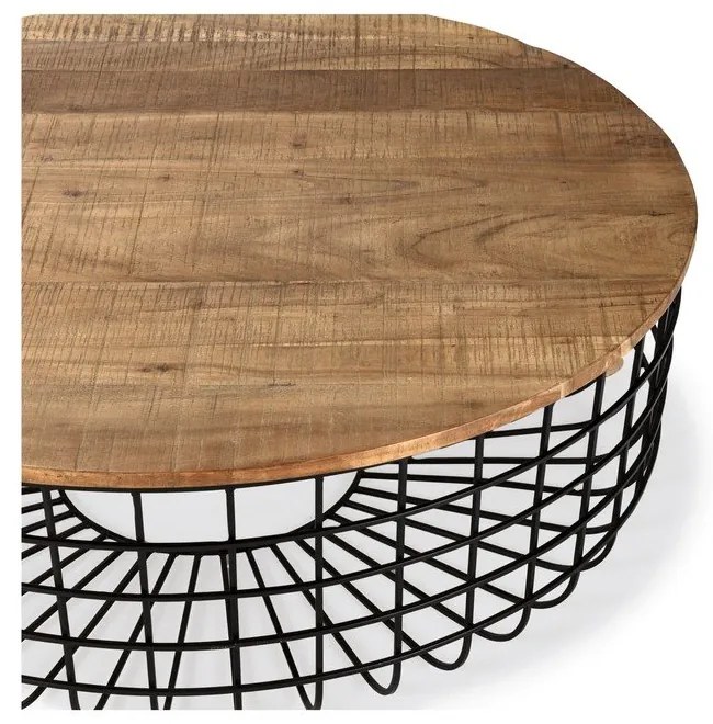 Tavolino da salotto rotondo di colore naturale con piano in acacia ø 102 cm Suvan – MOME