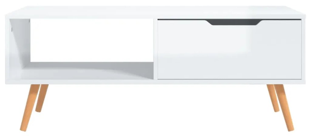 Tavolino Salotto Bianco Lucido 100x49,5x43 cm Legno Multistrato