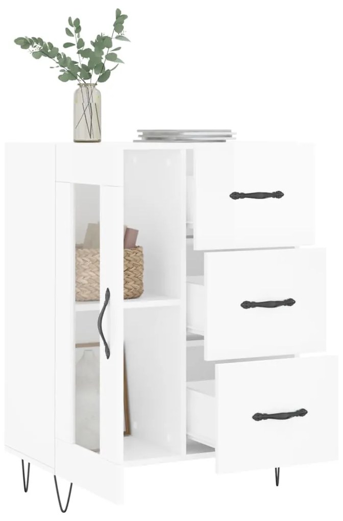 Credenza 69,5x34x90 cm in legno multistrato bianco lucido