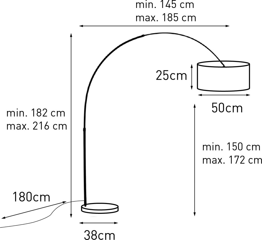 Lampada ad arco in acciaio con paralume verde muschio 50/50/25 - XXL