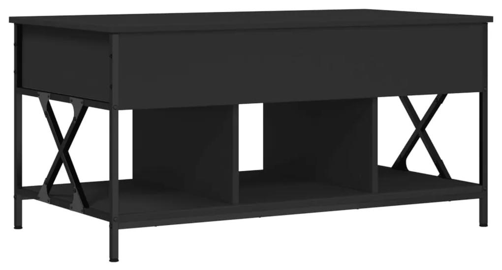 Tavolino da Salotto Nero 100x55x50cm Legno Multistrato Metallo