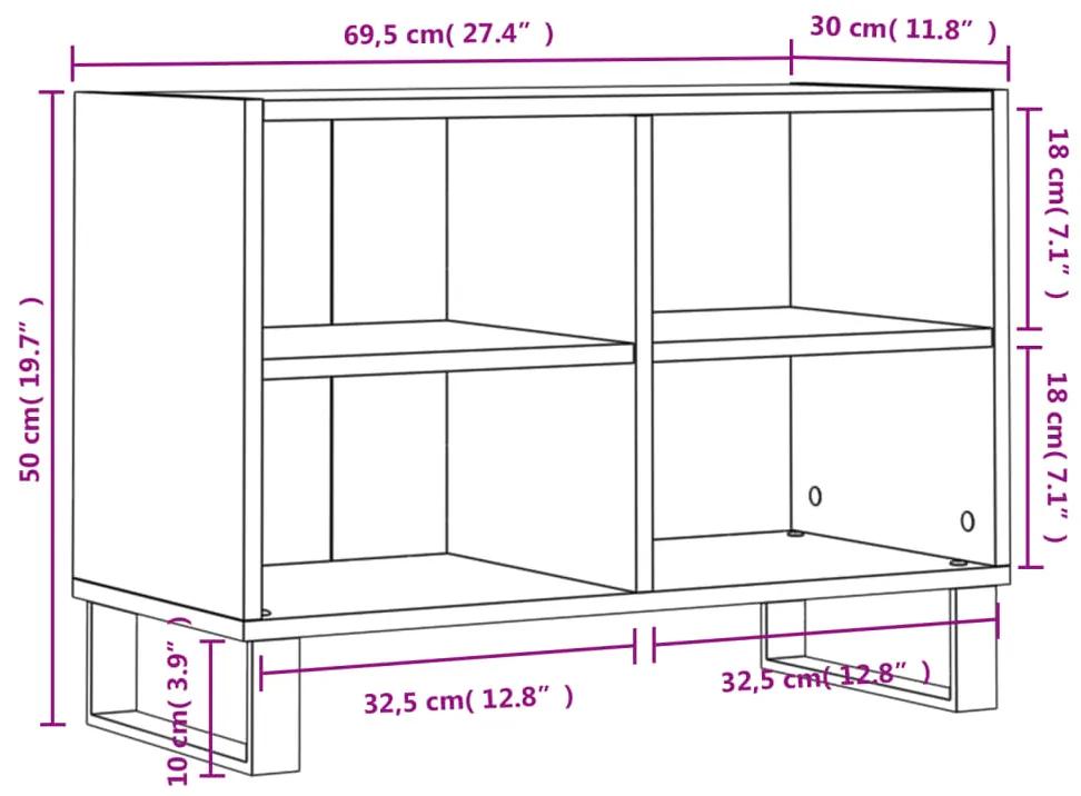 Mobile Porta TV Bianco 69,5x30x50 cm in Legno Multistrato