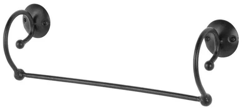 Portasalviette da muro dritto 40 cm in ferro battuto nero Siena