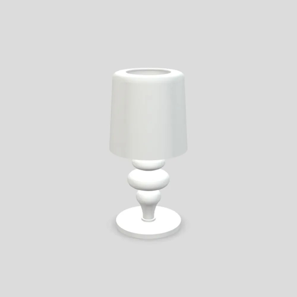 Lampada Da Scrivania Contemporanea Eva D14Cm Plastica Bianca E Alluminio 1 Luce