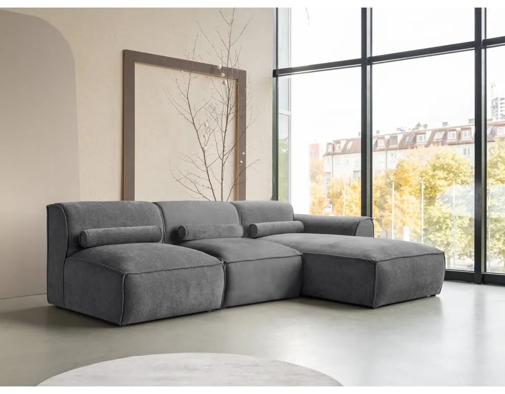 Divano angolare componibile grigio (con penisola a destra) Flex Felix – Miuform