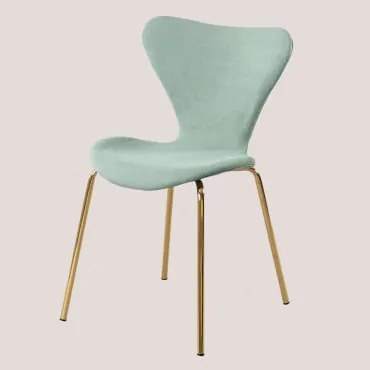 Sedia da pranzo impilabile imbottita stile Uit Celadon & Dorato - Sklum