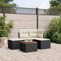 Set Divani da Giardino 5 pz con Cuscini in Polyrattan Nero 3223585