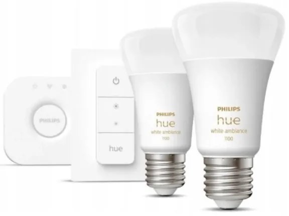 Starter pack Philips Hue WHITE AMBIANCE 2xE27/8W/230V + dispositivo di interconnessione