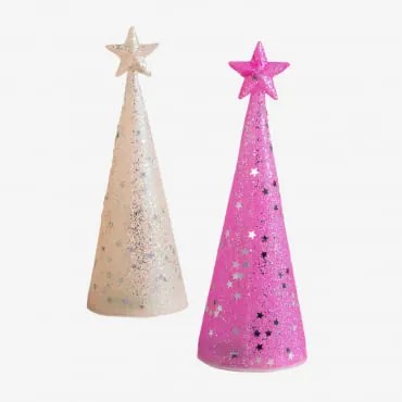Confezione Da 2 Decorazioni Natalizie Guerrit Bianco - Rosa Neón - Sklum