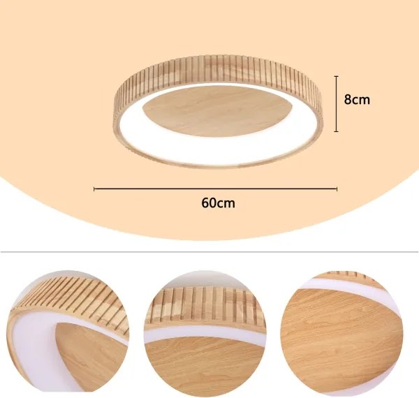 Brilagi - Plafoniera LED FALCON WOOD MODERN LED/40W/230V Ø 60 cm in legno