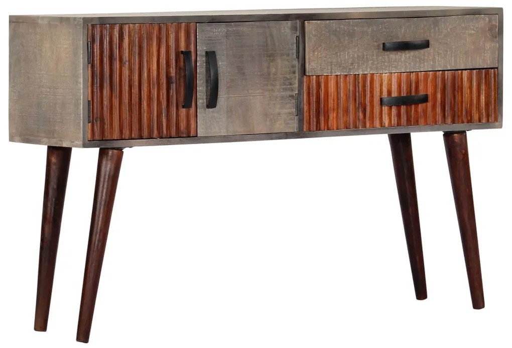 Tavolo Consolle Grigio 120x35x75 Cm İn Massello Di Mango Grezzo /