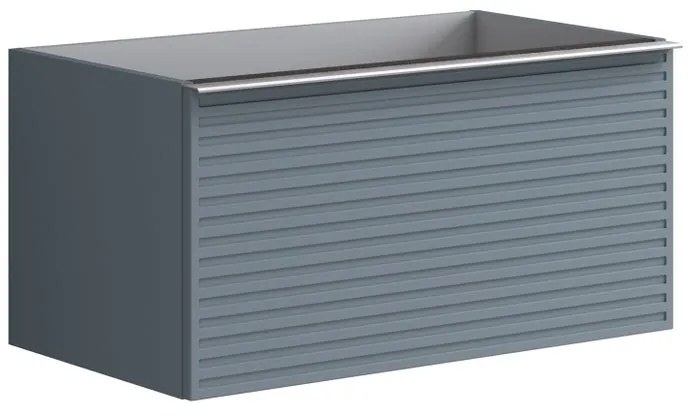 Mobile da bagno sospeso sotto lavabo L 80 x H 40 x P 45.5 cm blu laccato opaco, 2 cassetti Pixel stripes