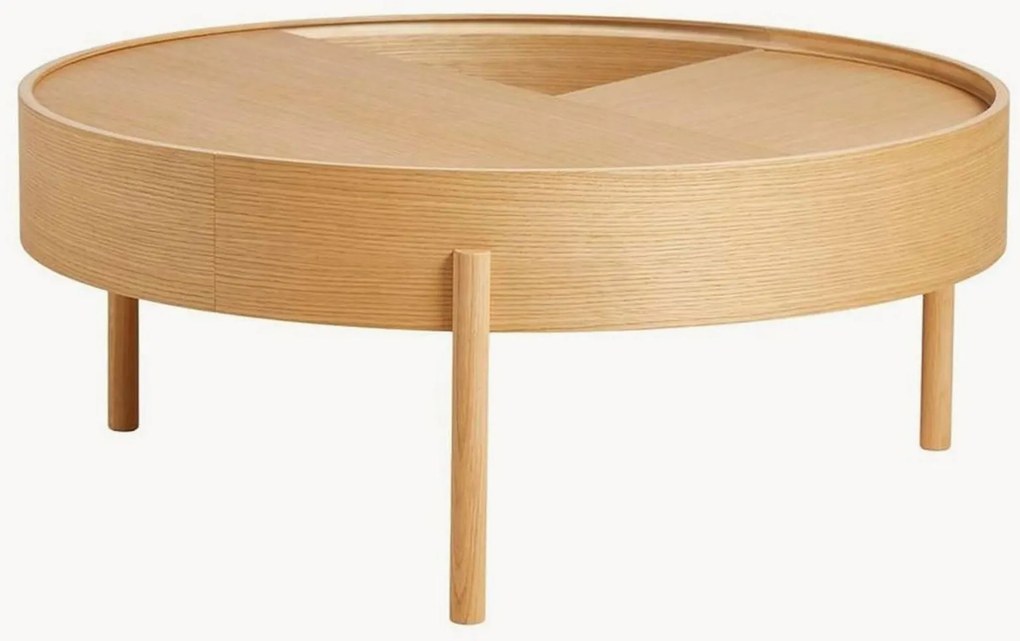 Tavolino rotondo da salotto in legno con vano contenitore Arc