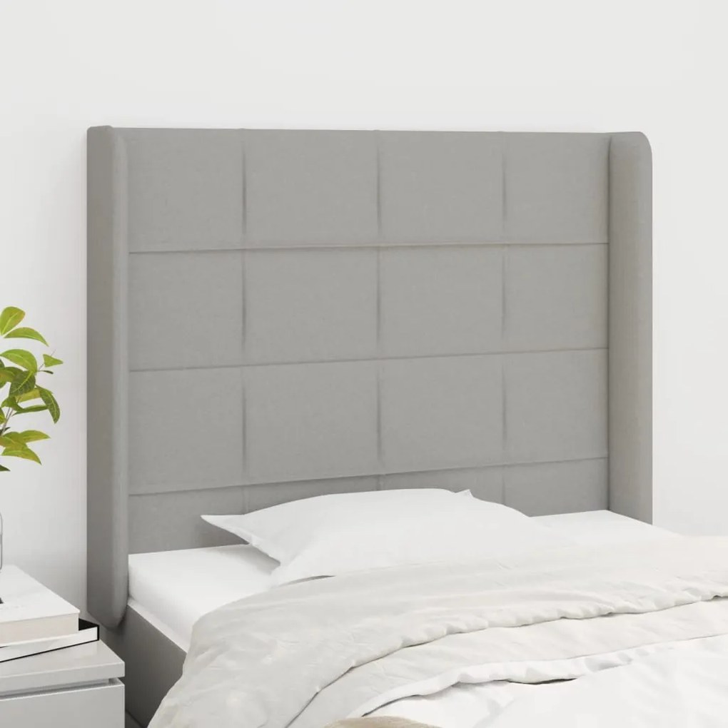 Testiera Ad Orecchio Grigio Chiaro 93x16x118/128 Cm İn Tessuto /