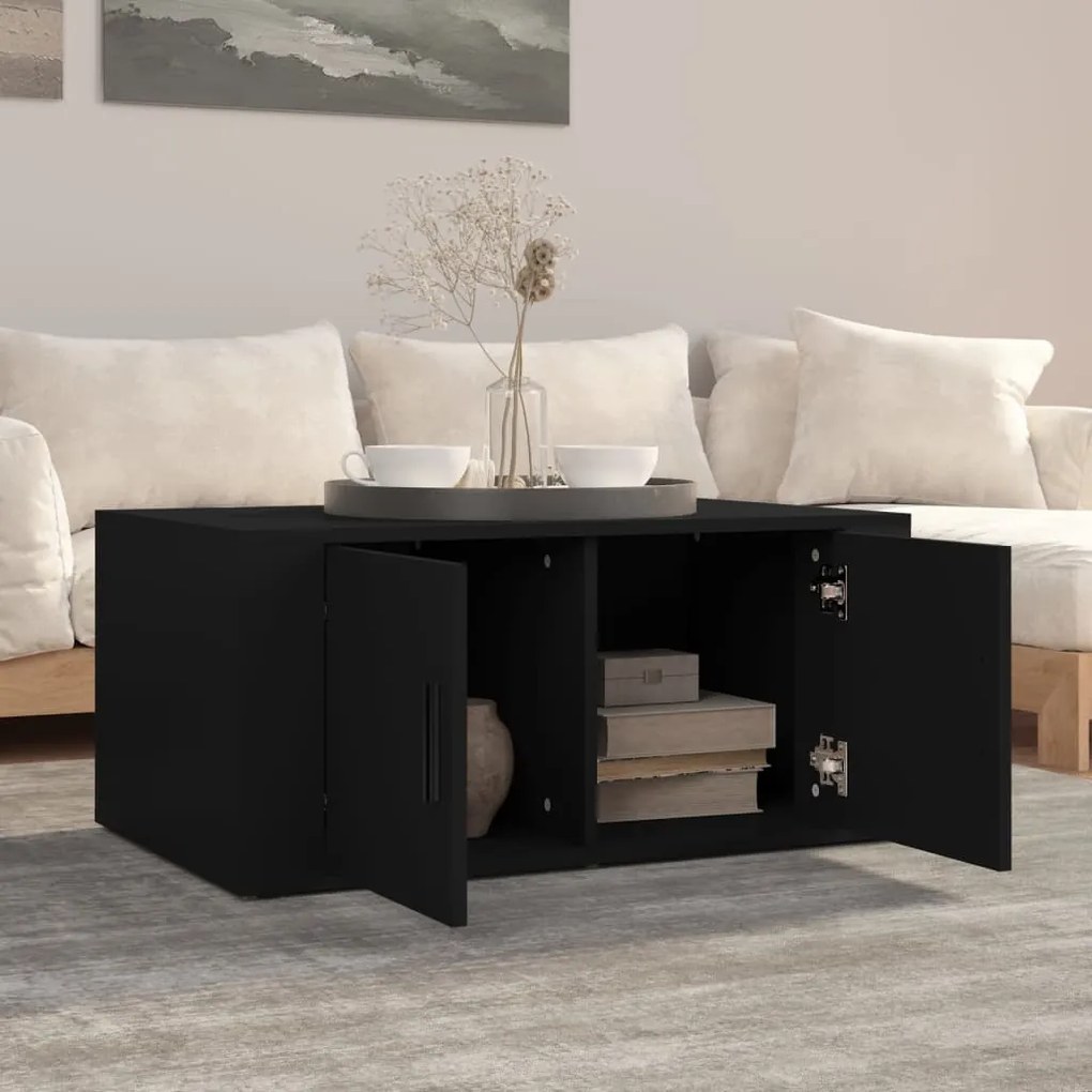 Tavolino da salotto nero 80x50x36 cm in legno multistrato