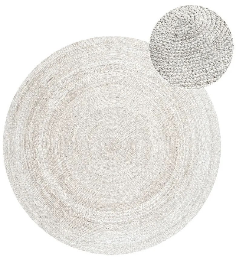 Tappeto rotondo bianco in iuta reversibile/tessuto a mano ø 140 cm Braided – Hanse Home
