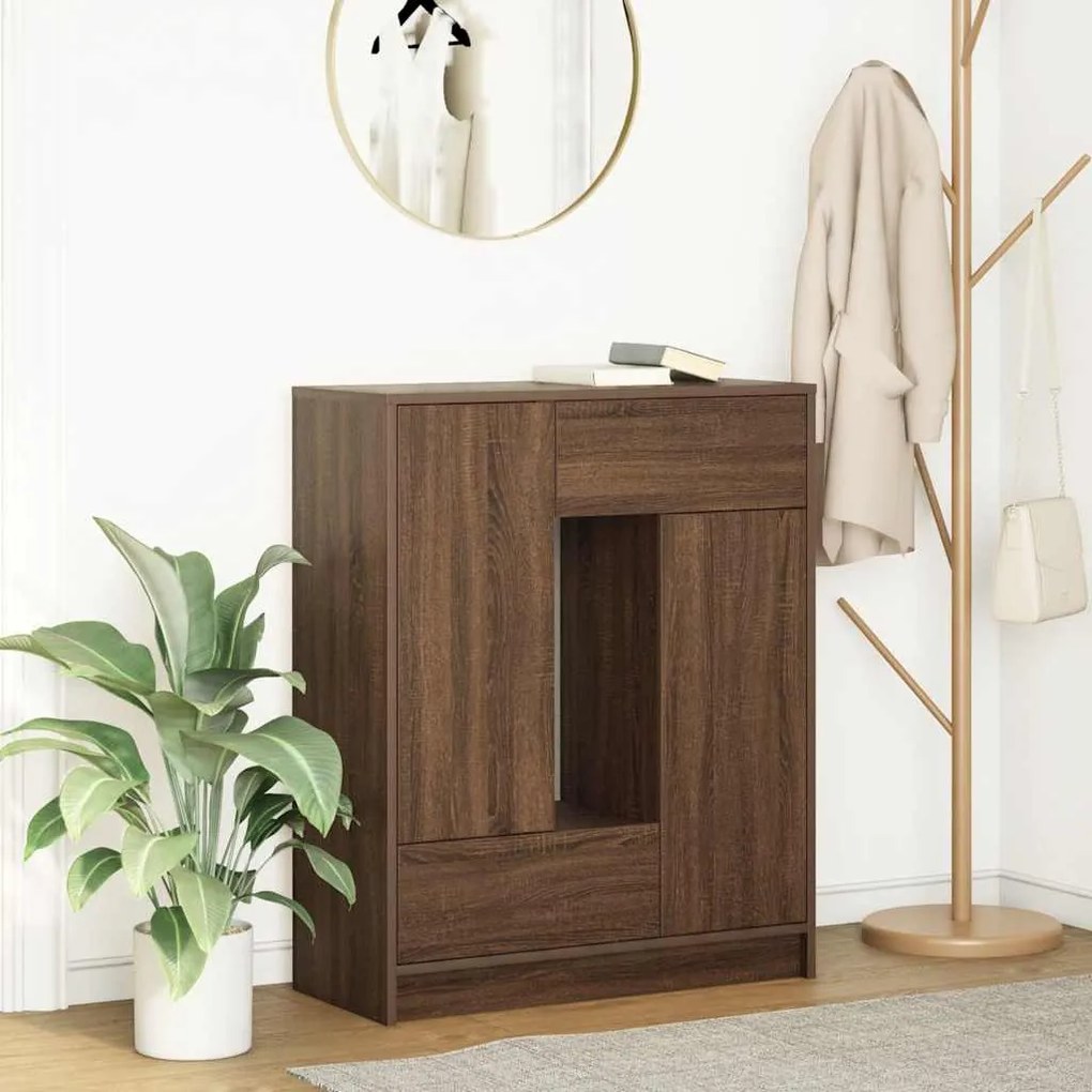 Credenza Con Cassetti E Ante Rovere Marrone 73x31x90 Cm /