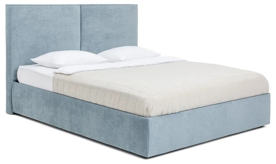 Letto matrimoniale imbottito blu con contenitore e rete inclusi 180x200 cm Thessa Bold – Bonami Selection