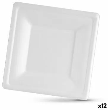 Set di piatti Algon Monouso Bianco Canna da Zucchero Quadrato 16 cm (12 Unità)