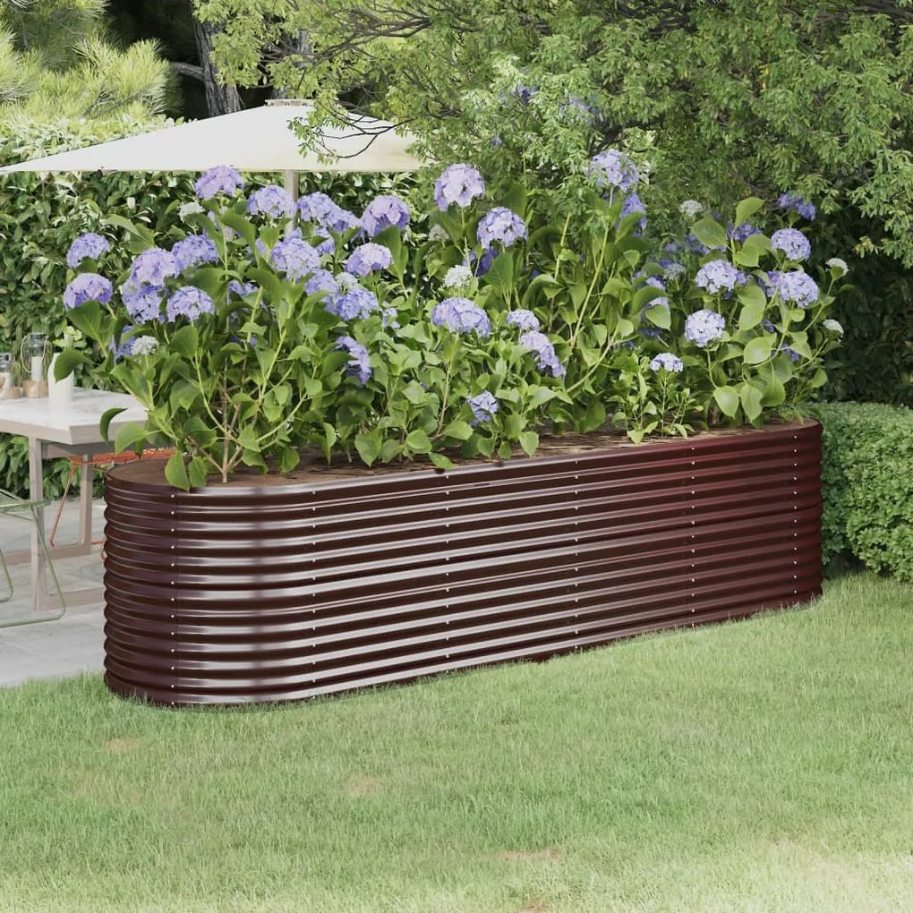 Letto Giardino Acciaio Verniciato A Polvere 296x80x68cm Marrone /