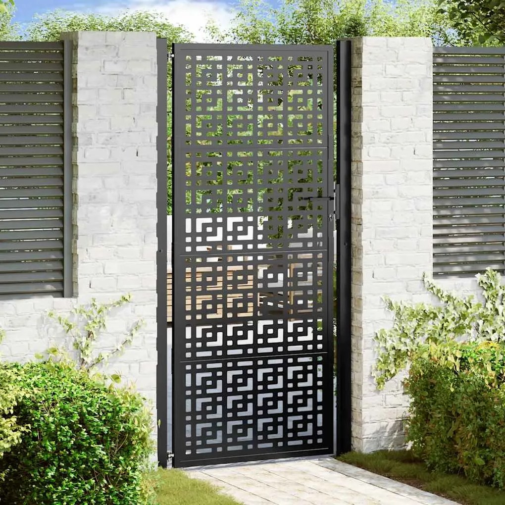 Cancello Giardino Nero 105x205 Cm İn Acciaio Design A Croce /