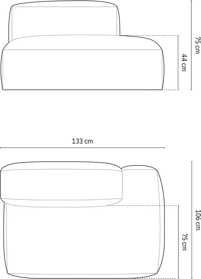 Parte divano componibile grigio (con penisola a destra) con rivestimento in velluto Martina – Micadoni