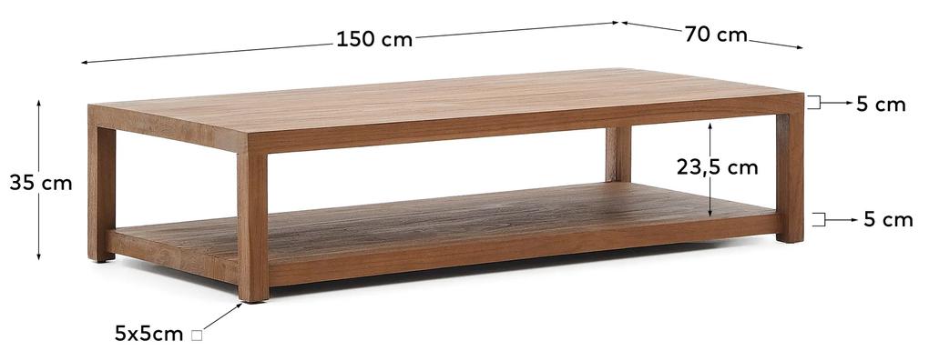 Kave Home - Tavolino da salotto Sashi in legno massiccio di teak 150 x 70 cm