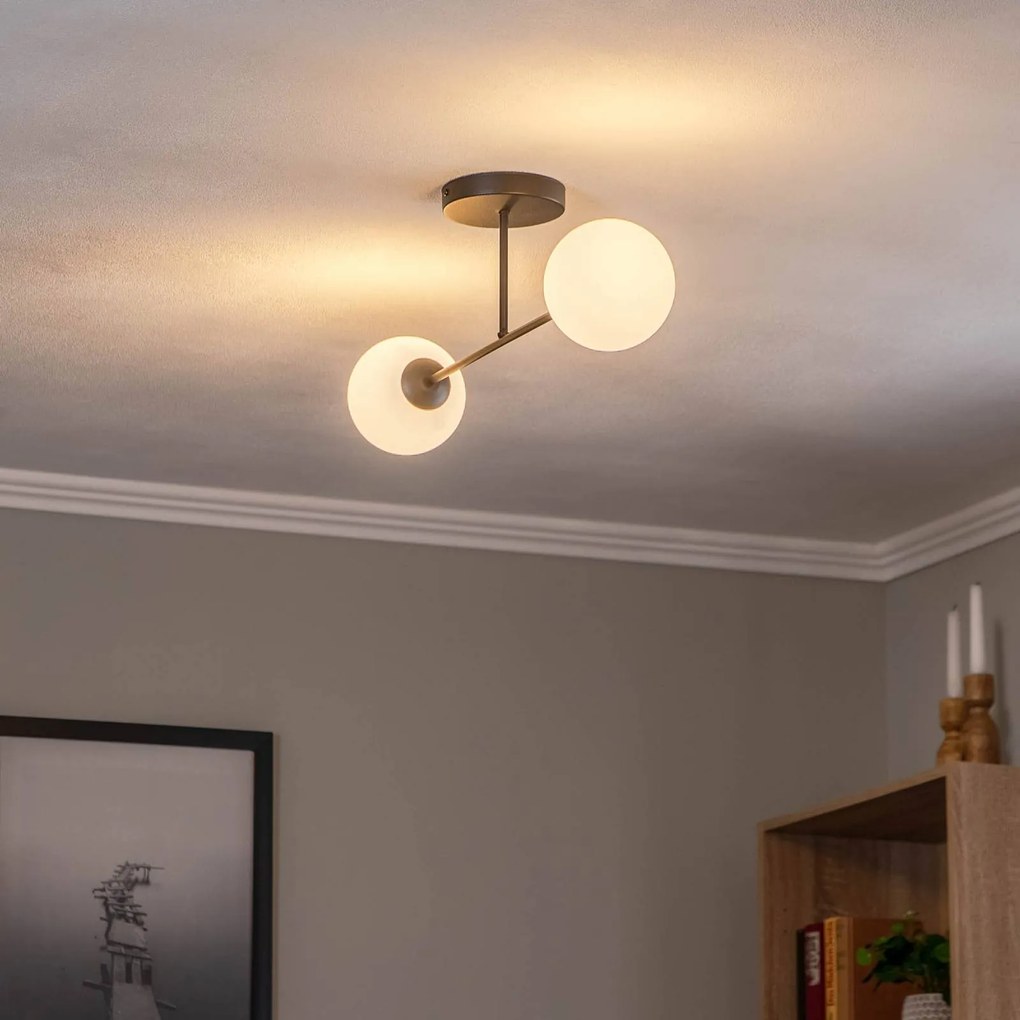 Plafoniera soffitto Glassy Euluna, dimmerabile, Nero, Soggiorno / Sala da pranzo, Vetro, Moderno, Plafoniera