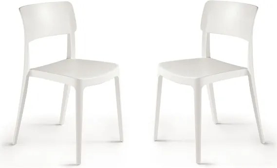 Sedia impilabile da giardino in polipropilene - FRA Bianco 2 pezzi