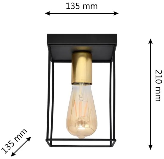 Plafoniera FINN 1xE27/15W/230V nero/oro