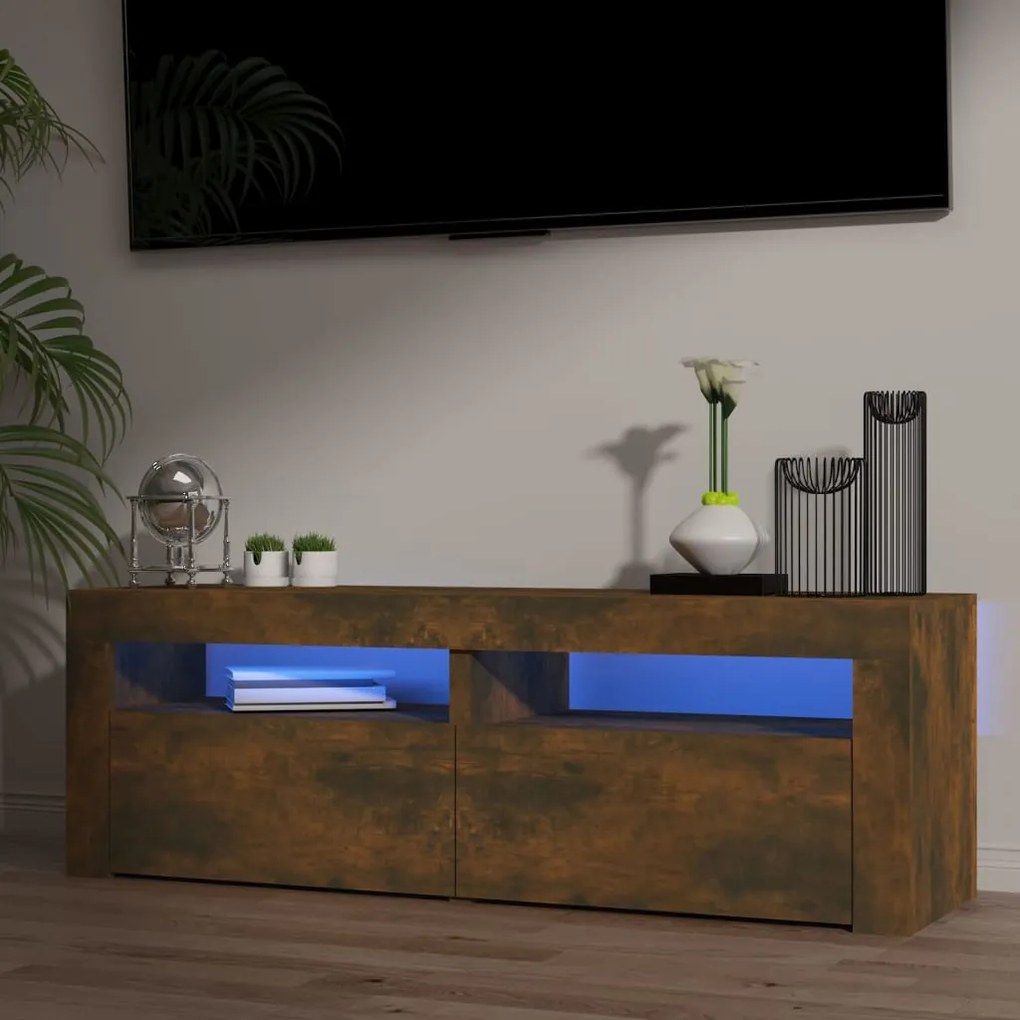 Mobile Porta Tv Con Luci Led Rovere Fumo 120x35x40 Cm /