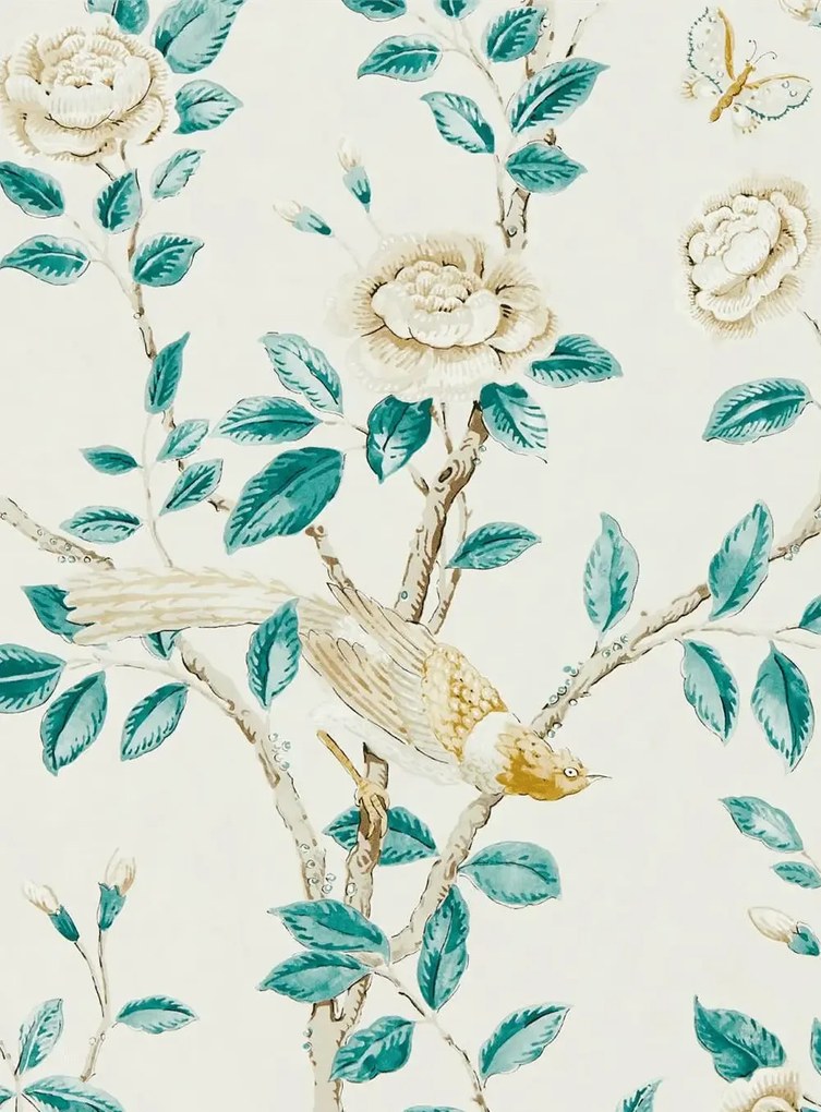 Sanderson Carta da parati Andhara - Teal/ Cream