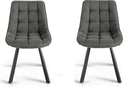 Sedia da cucina in tessuto Grigio Fumo gambe metallo FRIEDIC set 2 pz