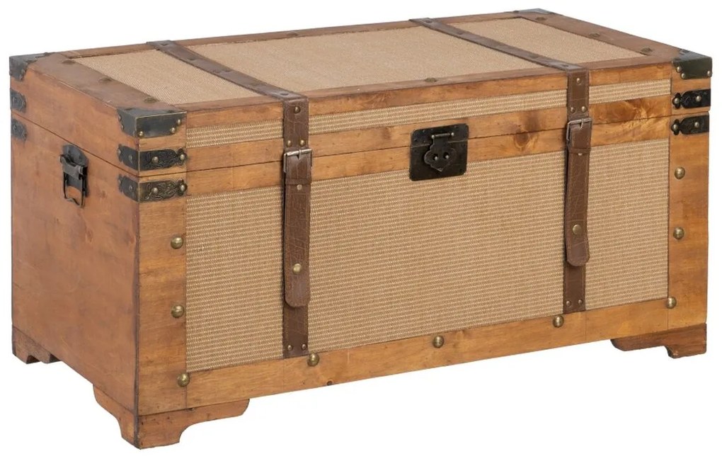 Set di Bauli 90 x 47 x 45 cm Tessuto Sintetico Legno (3 Pezzi)