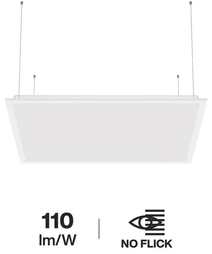 Pannello LED a Sospensione 60x60 40W, IP40, 110lm/W, No Flickering Colore  Bianco Caldo 2.700K