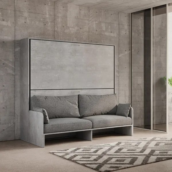 Letto a castello a scomparsa orizzontale DIBE Sofŕ Cemento 200x103xh191 cm
