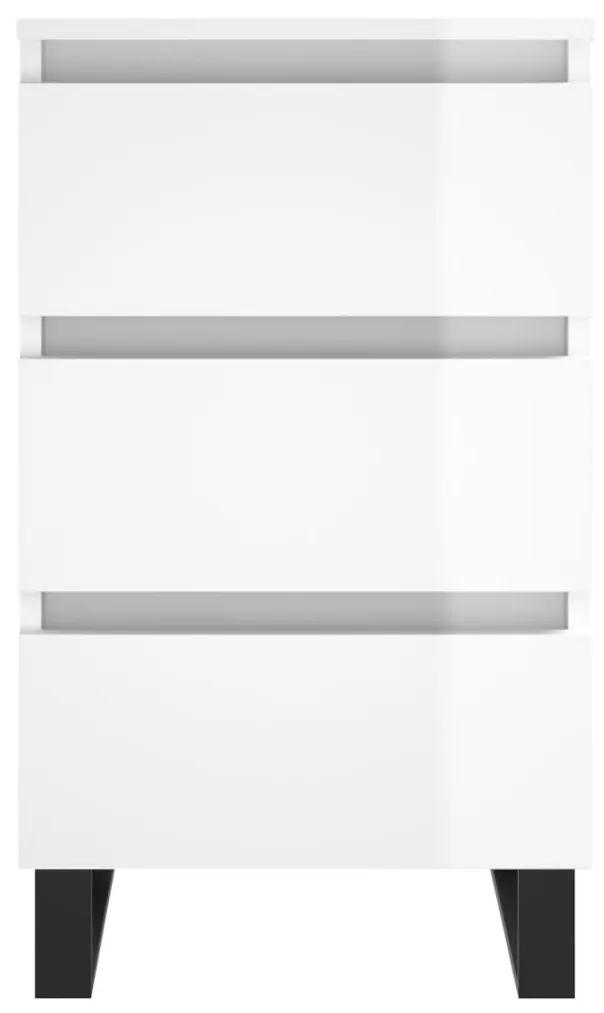 Comodino Bianco Lucido 40x35x69 cm in Legno Multistrato