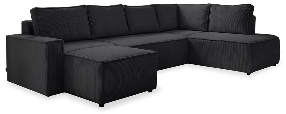 Divano letto angolare in velluto a coste color antracite Brave Dave - Miuform