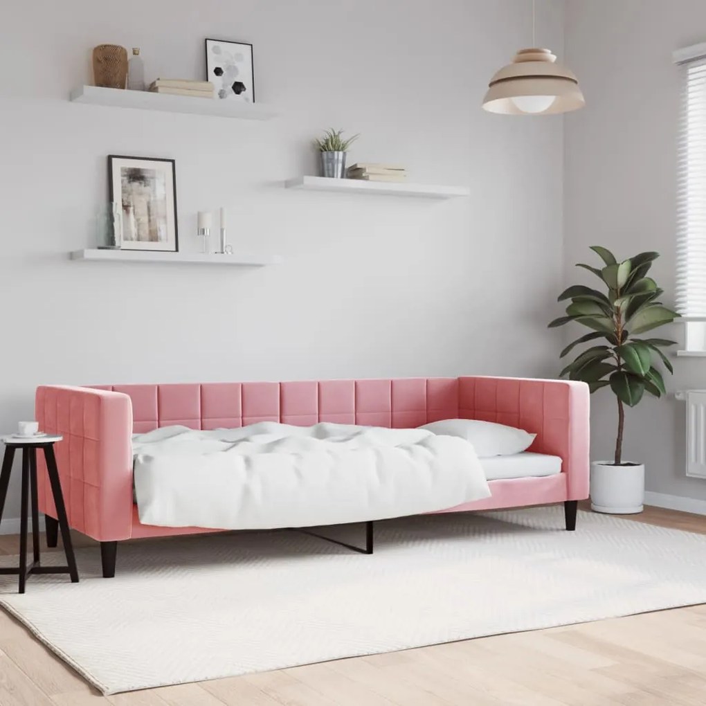 Letto Da Giorno Rosa 80x200 Cm İn Velluto /