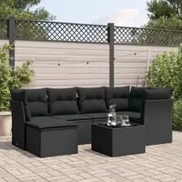 Set Divani da Giardino con Cuscini 7pz Nero Polyrattancod mxl 91105