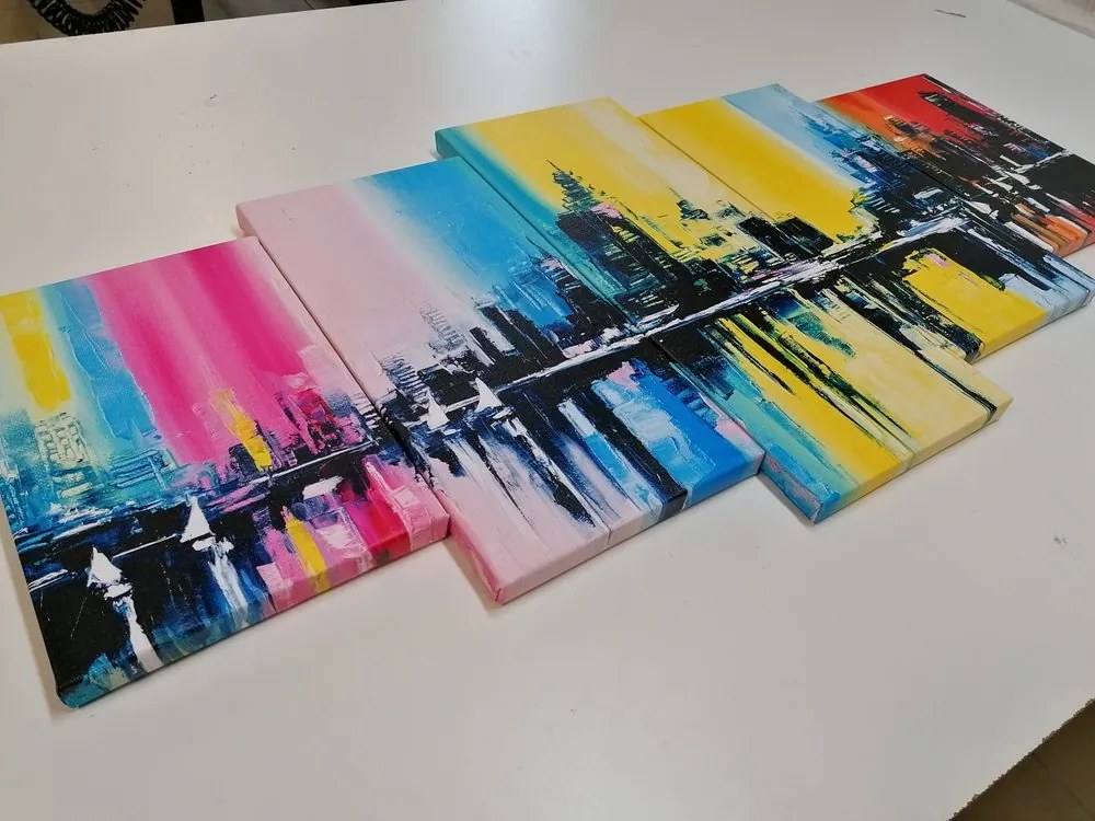 Quadri 5 pezzi – Pittura a olio della città