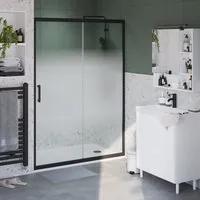 Porta doccia scorrevole Easy  140 cm, H 190 cm in vetro, spessore 6 mm satinato nero